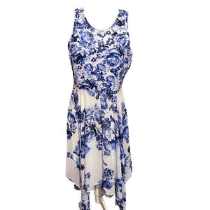Signature (By Robbie Bee) Blue & White Floral Dress , Size 10